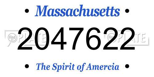 2047622 Massachusetts License Plate