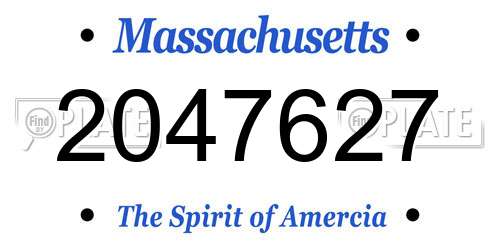 2047627 Massachusetts License Plate