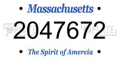 2047672 Massachusetts License Plate