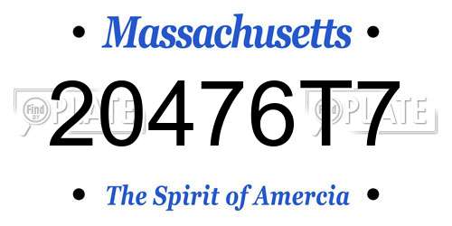 20476T7 Massachusetts License Plate