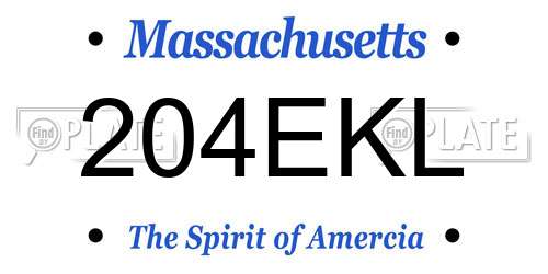 204EKL Massachusetts License Plate
