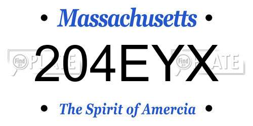 204EYX Massachusetts License Plate