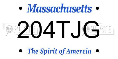 204TJG Massachusetts License Plate