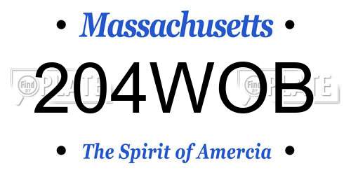 204WOB Massachusetts License Plate