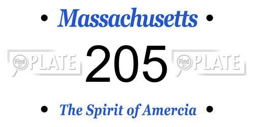 205 Massachusetts License Plate