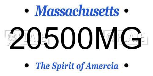 20500MG Massachusetts License Plate