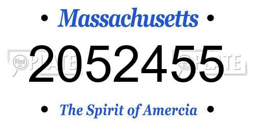 2052455 Massachusetts License Plate