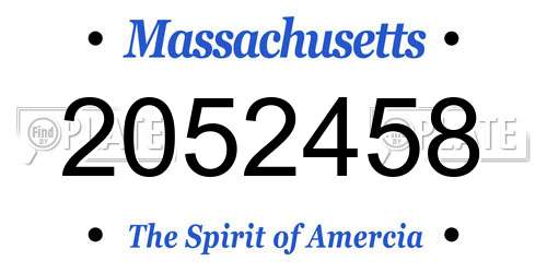 2052458 Massachusetts License Plate