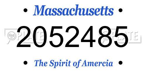 2052485 Massachusetts License Plate