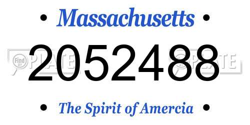 2052488 Massachusetts License Plate