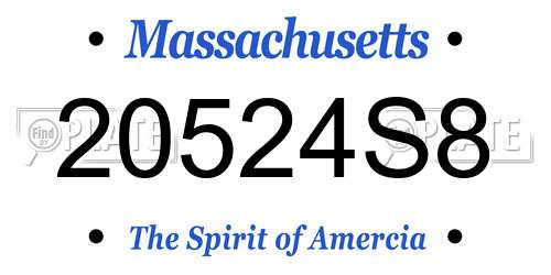 20524S8 Massachusetts License Plate