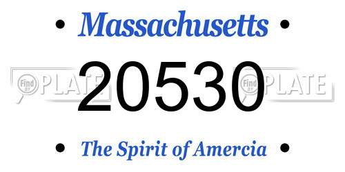 20530 Massachusetts License Plate
