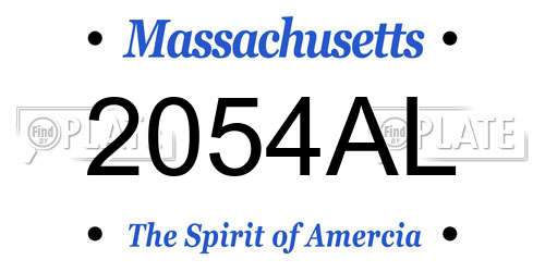 2054AL Massachusetts License Plate
