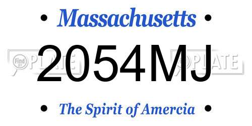 2054MJ Massachusetts License Plate