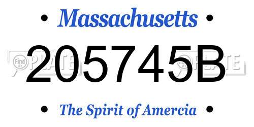 205745B Massachusetts License Plate
