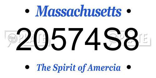 20574S8 Massachusetts License Plate