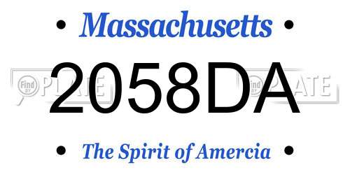 2058DA Massachusetts License Plate