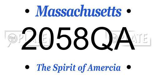 2058QA Massachusetts License Plate