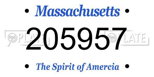 205957 Massachusetts License Plate