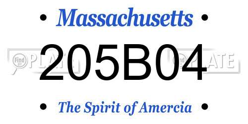 205B04 Massachusetts License Plate