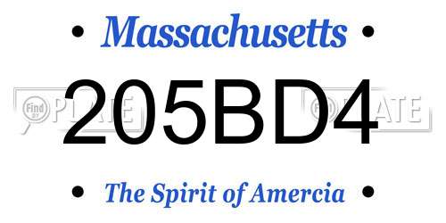 205BD4 Massachusetts License Plate