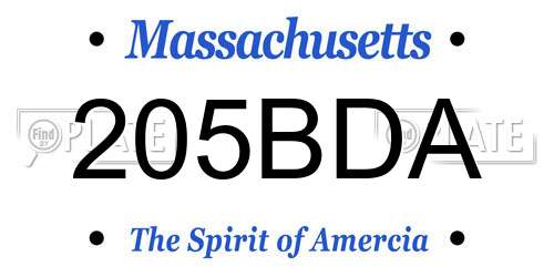 205BDA Massachusetts License Plate