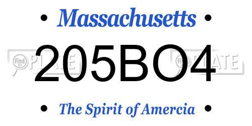 205BO4 Massachusetts License Plate