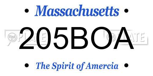 205BOA Massachusetts License Plate