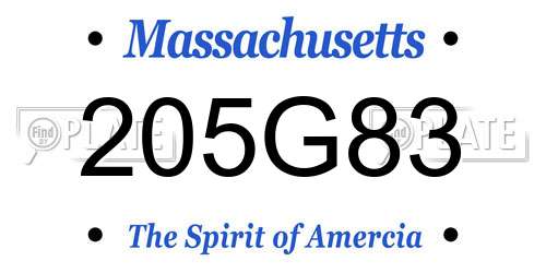 205G83 Massachusetts License Plate