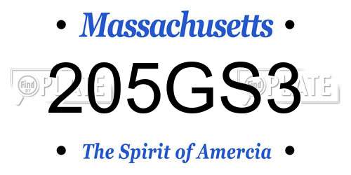 205GS3 Massachusetts License Plate