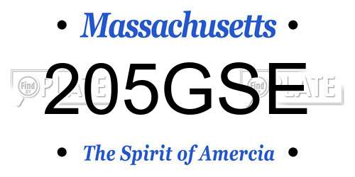 205GSE Massachusetts License Plate