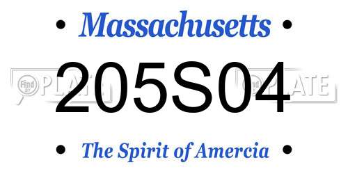 205S04 Massachusetts License Plate