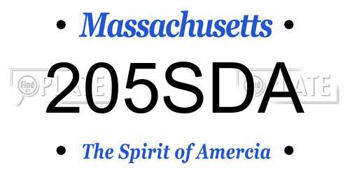 205SDA Massachusetts License Plate