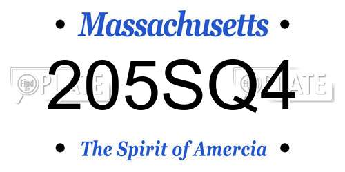 205SQ4 Massachusetts License Plate