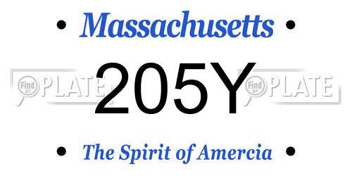 205Y Massachusetts License Plate