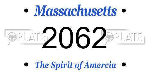 2062 Massachusetts License Plate