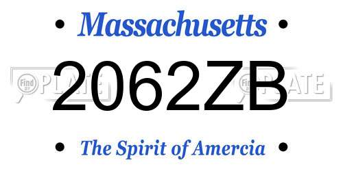 2062ZB Massachusetts License Plate