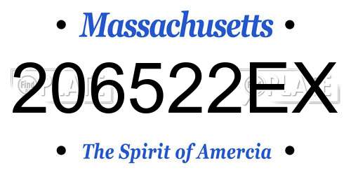 206522EX Massachusetts License Plate