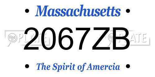 2067ZB Massachusetts License Plate