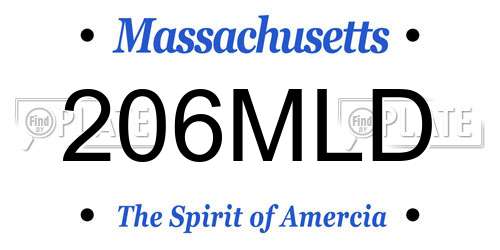 206MLD Massachusetts License Plate