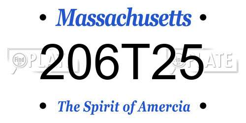 206T25 Massachusetts License Plate