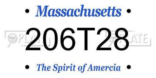 206T28 Massachusetts License Plate