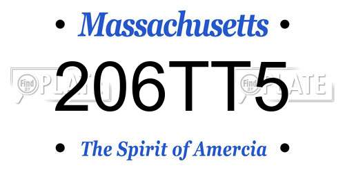 206TT5 Massachusetts License Plate