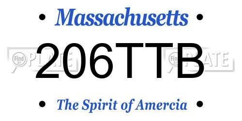 206TTB Massachusetts License Plate