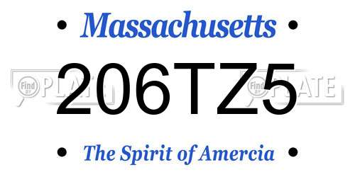 206TZ5 Massachusetts License Plate