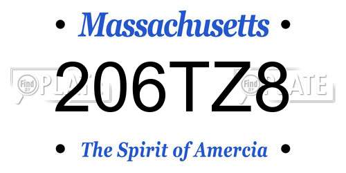 206TZ8 Massachusetts License Plate