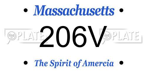 206V Massachusetts License Plate