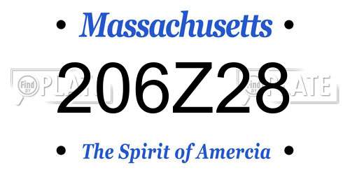 206Z28 Massachusetts License Plate