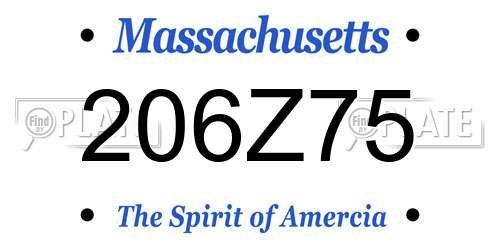 206Z75 Massachusetts License Plate