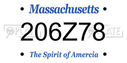 206Z78 Massachusetts License Plate